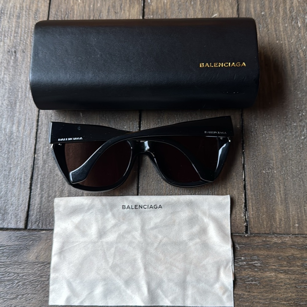 Balenciaga Glossy Black Women's Sunglasses - Picture 3 of 4